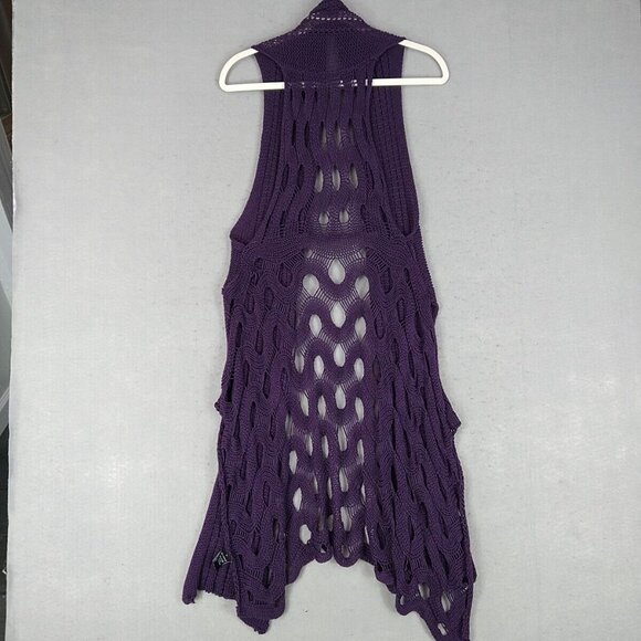 BCBGMAXAZRIA Long Open Sweater Womens M Plum Bohemian Textured Knit Layering - Picture 6 of 6